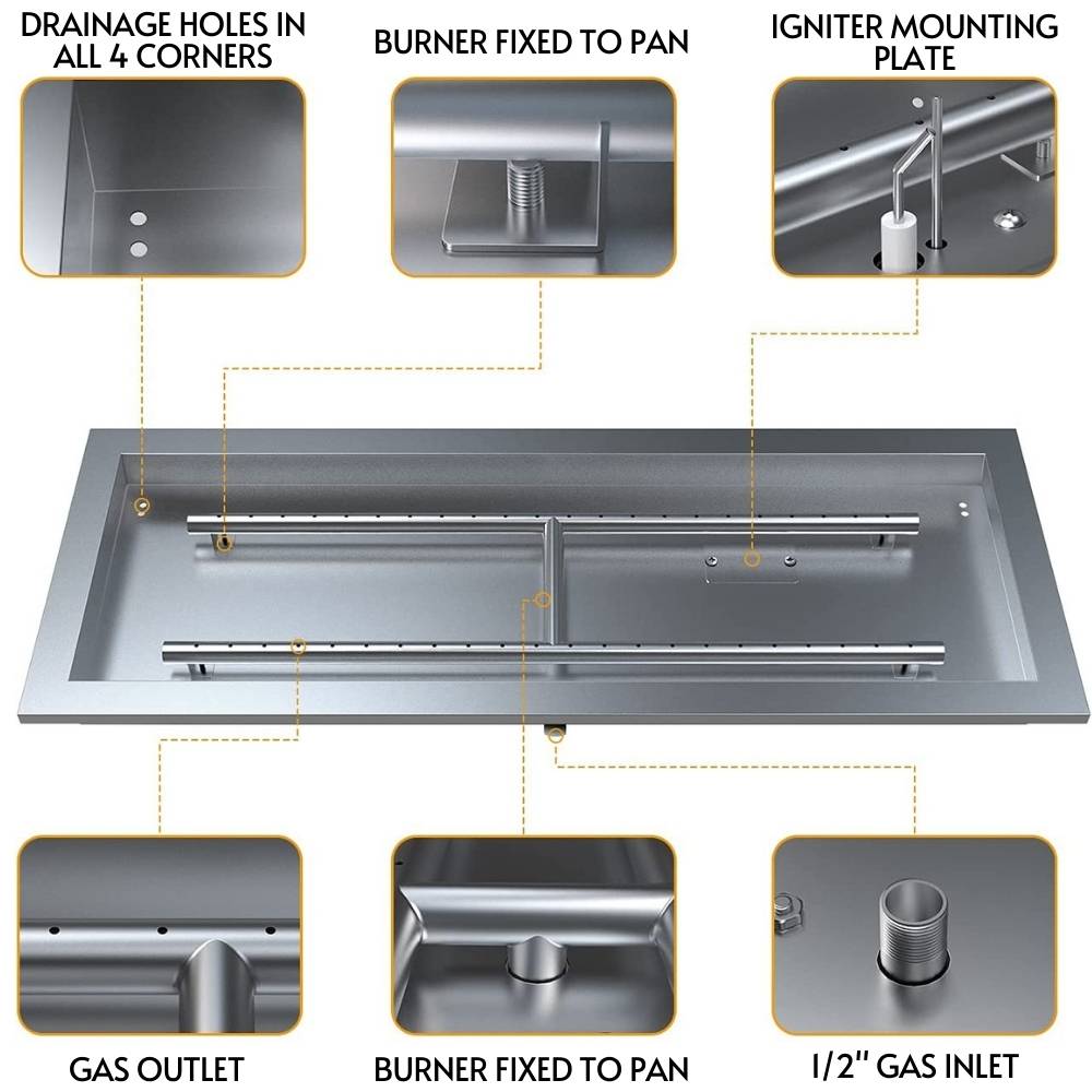 Fire Pit Burner Pan Kit: 97cm x 36cm Pan: image 6