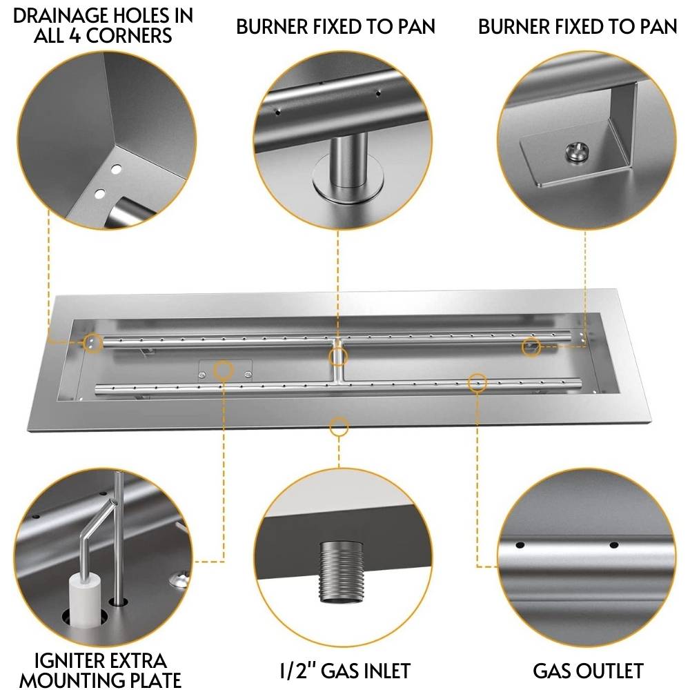 Fire Pit Burner Pan Kit: 97cm x 36cm Pan: image 4