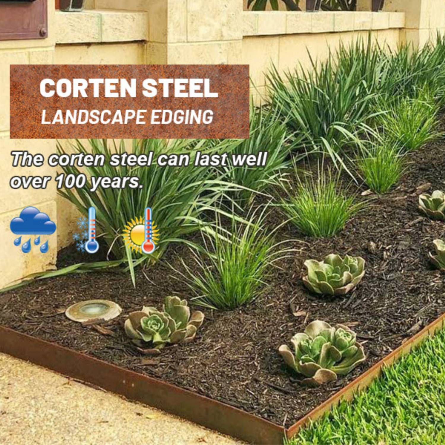 Corten Steel Garden Edge: 150mm Face Height (per m): image 7