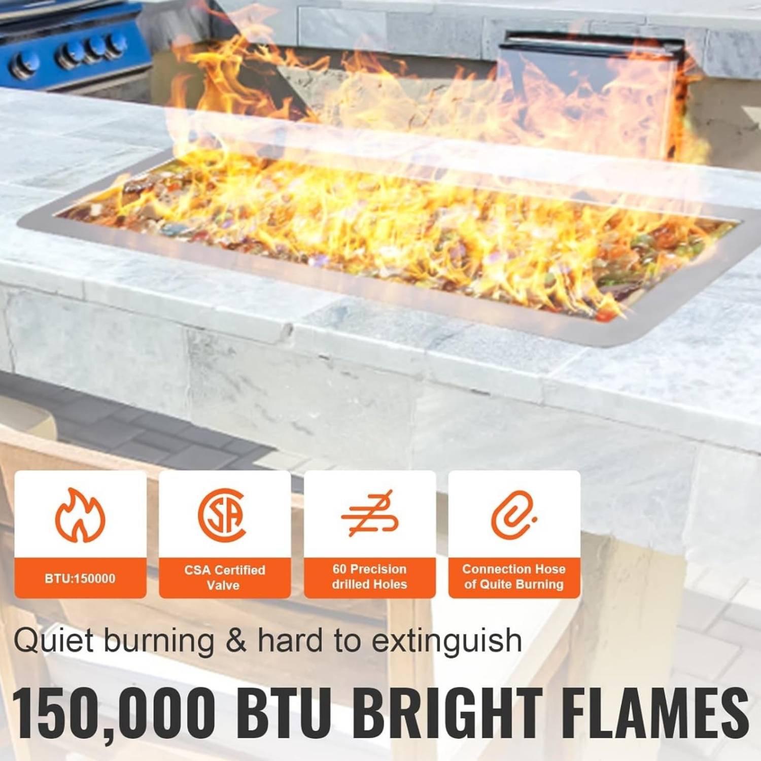 Fire Pit Burner Pan Kit: 97cm x 36cm Pan: image 9